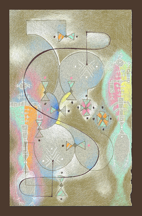 Two figures enmeshed in a complex but graceful relationship space of shared and open dialog.